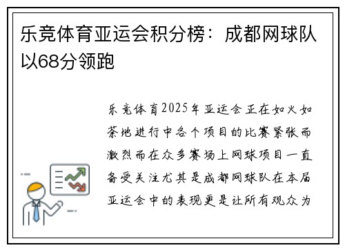 乐竞体育亚运会积分榜：成都网球队以68分领跑